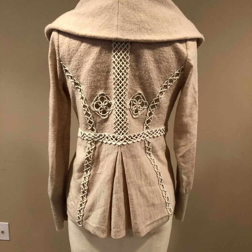 Anthropologie Wool Crochet Cutout Sweater